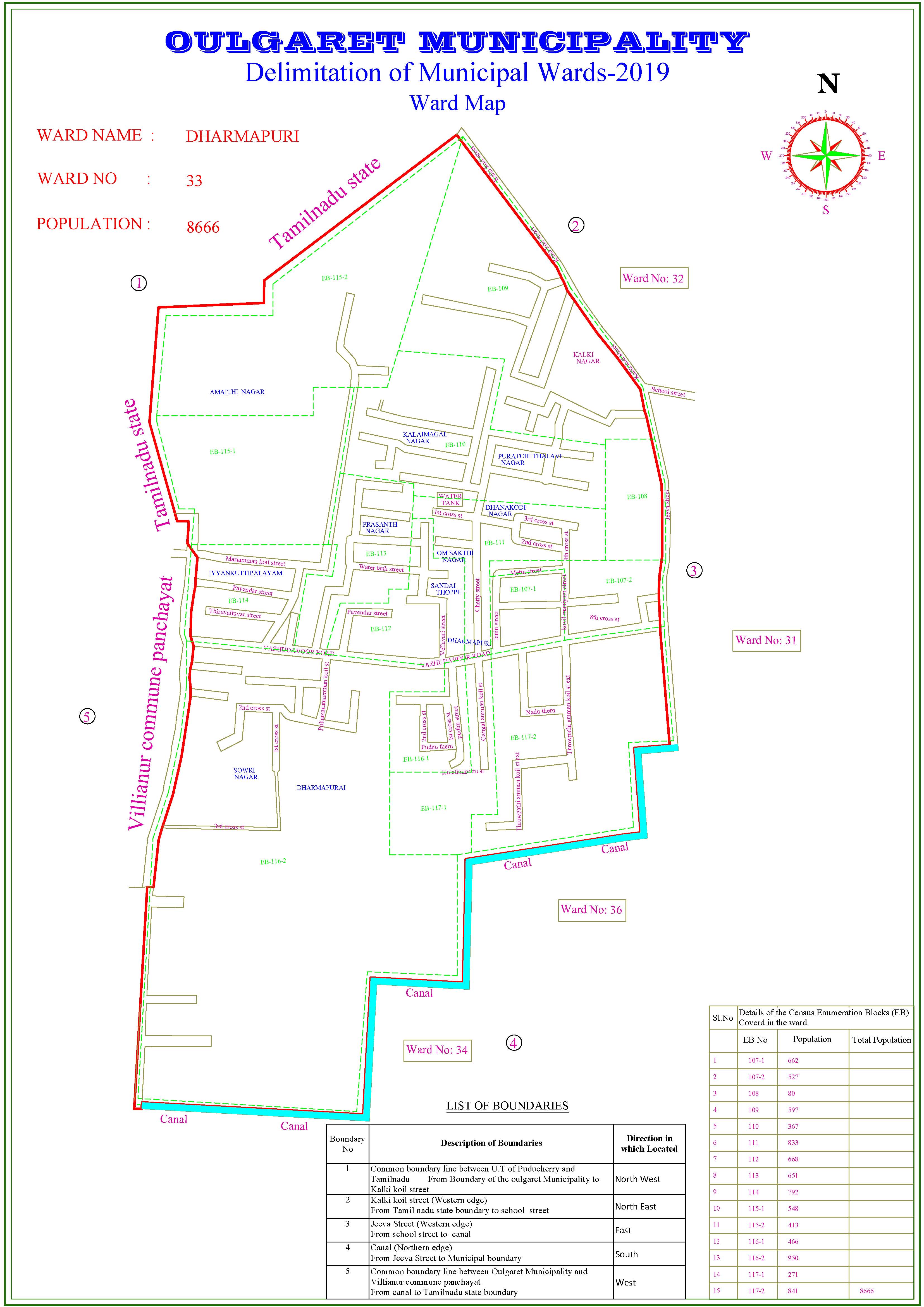 33-DHARMAPURI Oulgaret Municipality - Wards - The Union Territory of ...